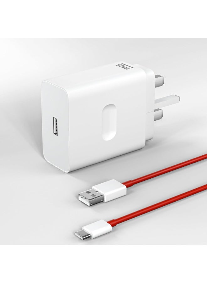 شاحن 80 واط لهواتف Oneplus 15/14/13/13R/12/12R/11/10/9 Pro /10T/10R/8T/8/7T/7 Pro/ Open Nord 3T/Nord CE 3 Lite/N30 N20/N10 مع كابل فلاش Type-C بطول 3.3 قدم - Image 2